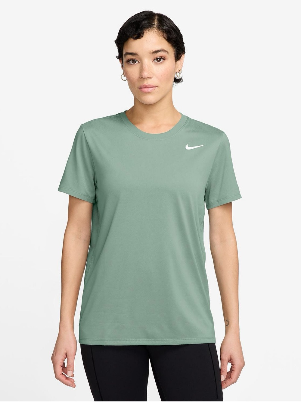 Women’s Nike Short Sleeve Dri-FIT Tee in Sage Green with White Swoosh - XL